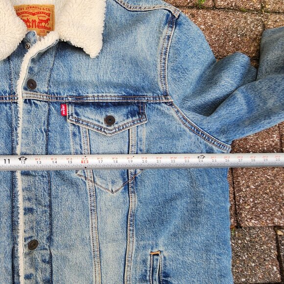 Levi's Denim  Sherpa Trucker Button Jacket Mens 2XL Blue Denim - Picture 4 of 5